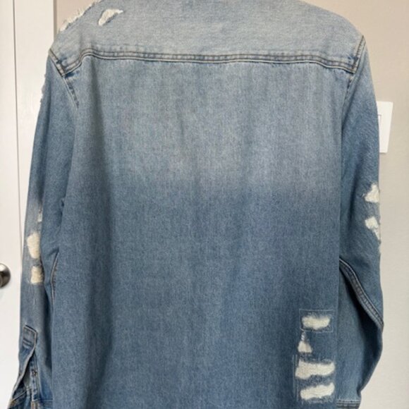 ZARA Man Distressed Denim Shirt Jacket – Light Wash - Picture 3 of 3